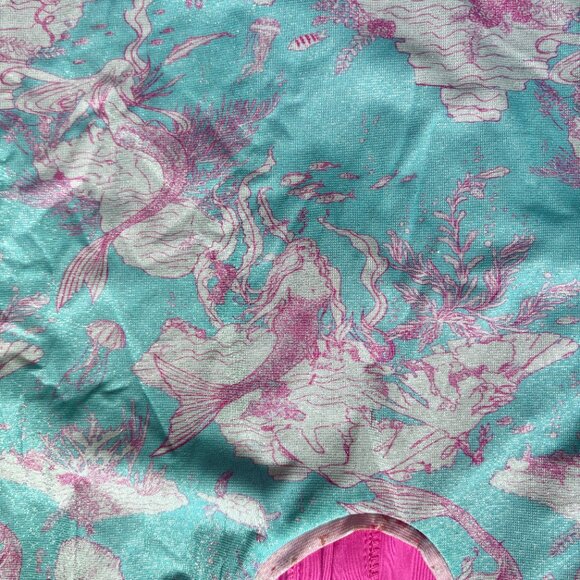 LoveShackFancy x Hurley Under the Sea metallic mermaid toile one piece swimsuit - Picture 4 of 6